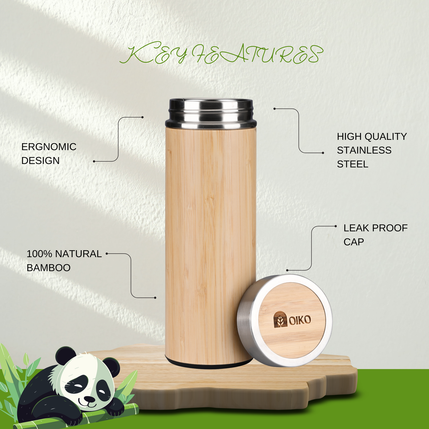 Bamboo Stainless Steel Water Bottle (Insulated)